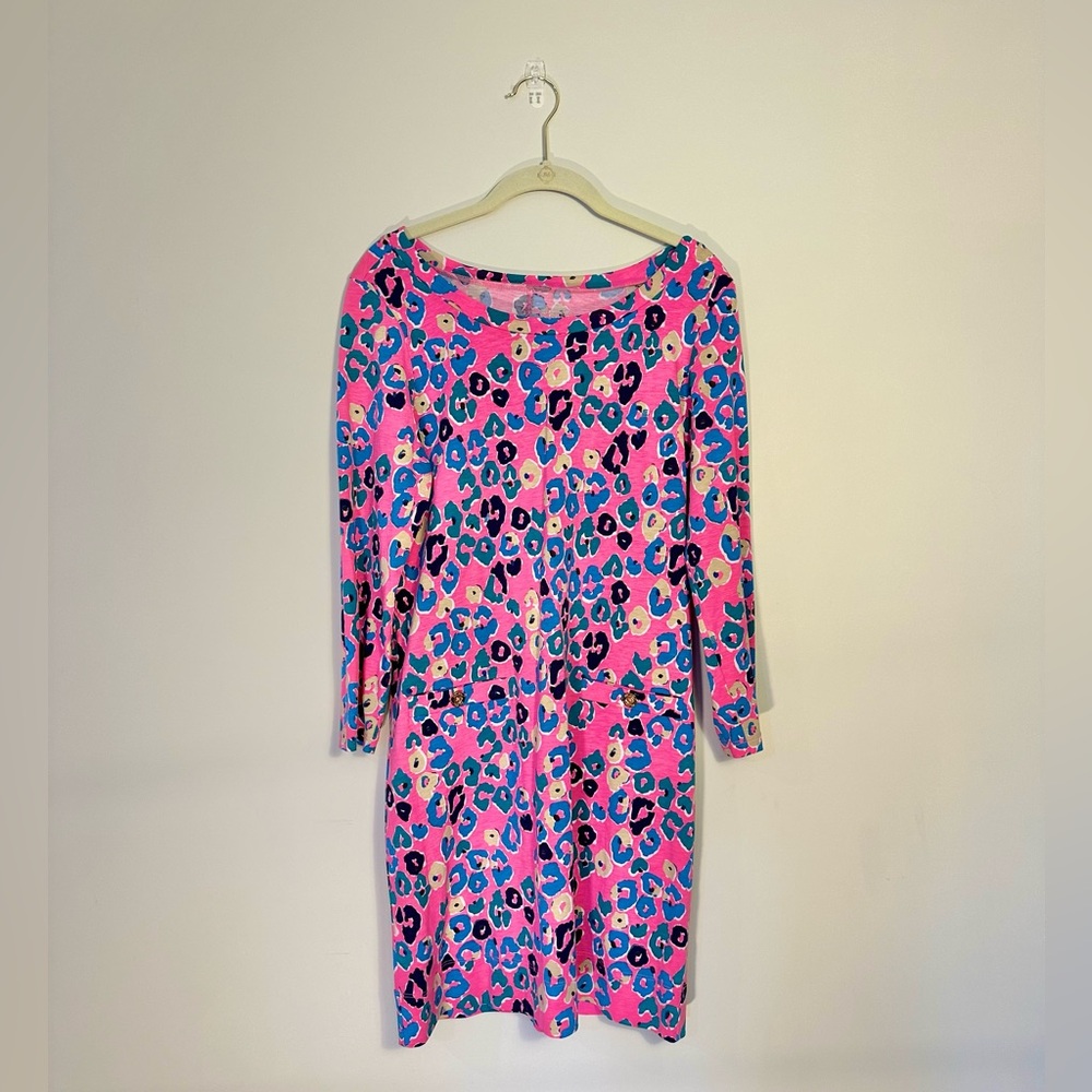 Lilly Pulitzer Corine Dress 3/4 sleeves Paws off Leopard